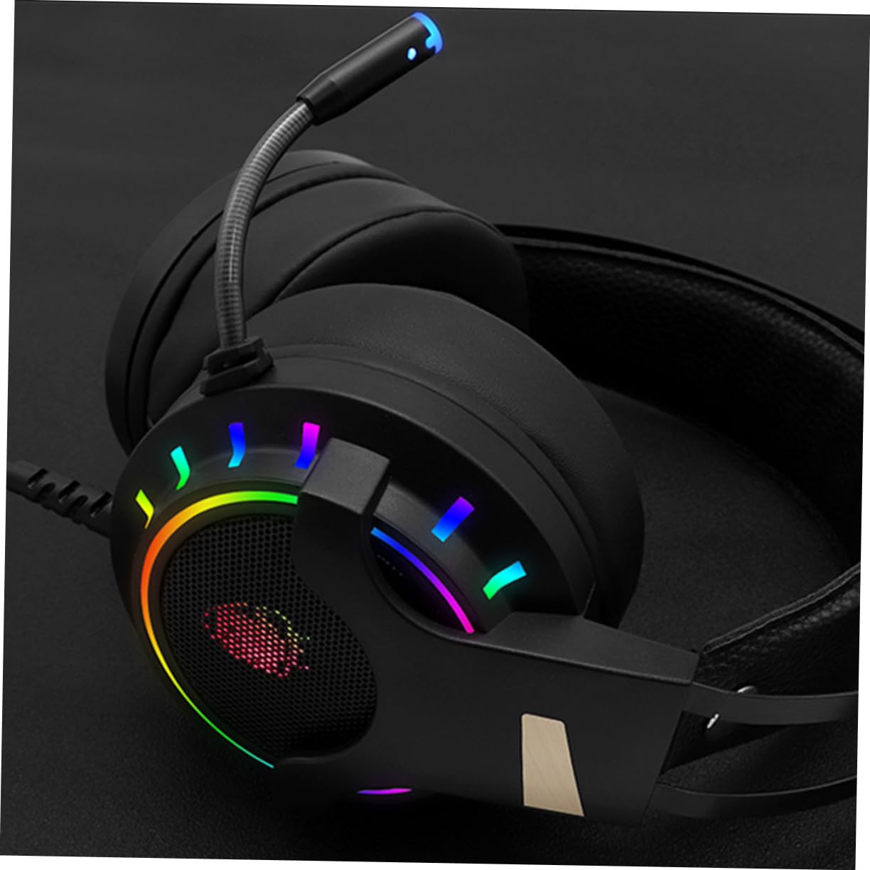Uonlytech Cuffie Gaming USB 7.1 Rgb con Microfono per Pc, Nero