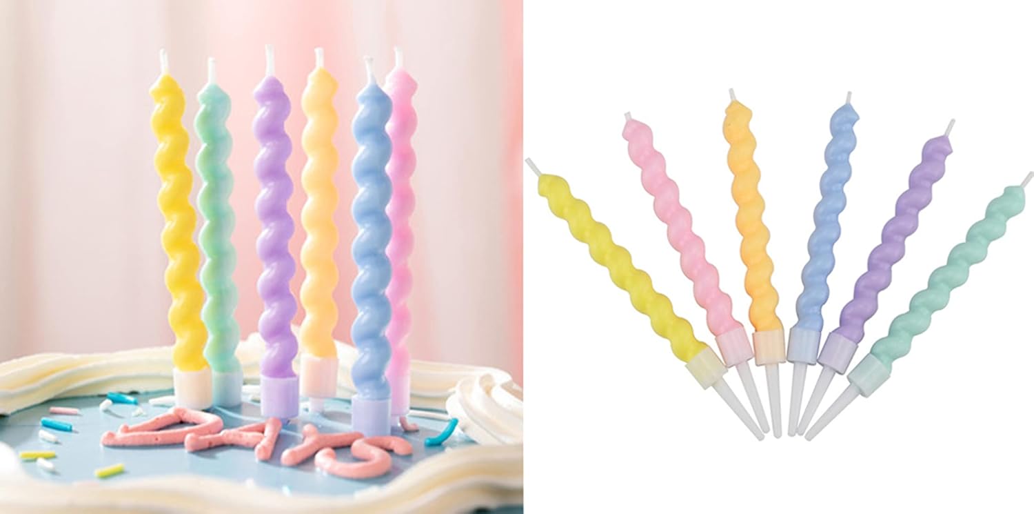 Tshin Candy Coloured Spiral Candles Set,Colorful Happy Birthday