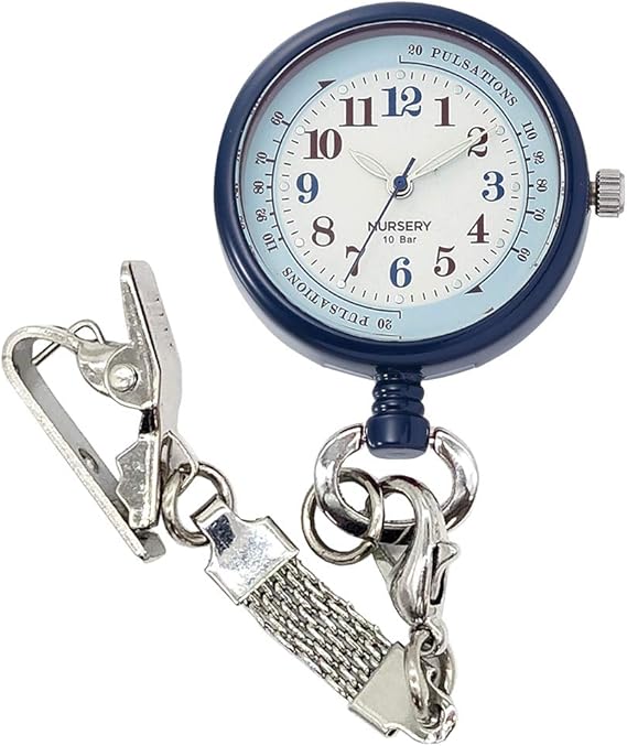 Amazon ナースリー 3種のチェーン ナースウォッチ 蓄光 10気圧 防水 逆さ文字盤 時計 クリップ キーホルダー チェーン リール 看護 ネイビー 1134268a 懐中時計 腕時計 通販