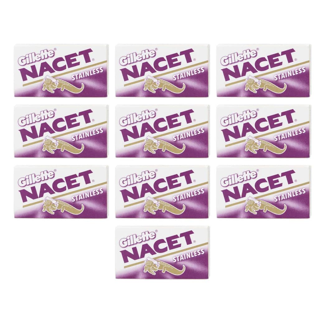 50 NACET STAINLESS Double Edge Razor Blades by 7 O'clock