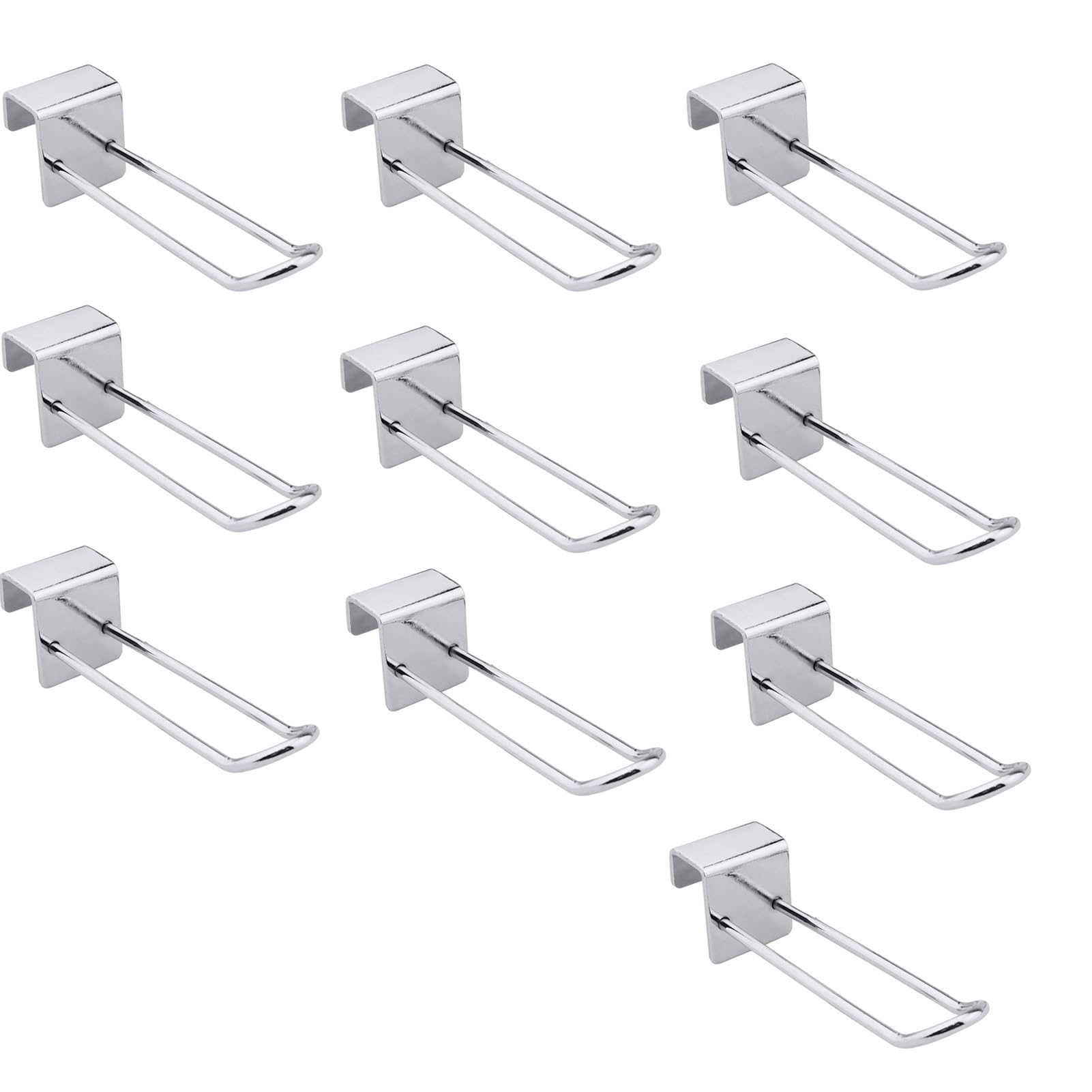 Wall panel hooks, Looped U-shaped Hooks for Slatwall, Square Tube Hooks Accessories, Chrome Finish Slat Wall Panel Display Hooks for Garage Retail Store Tools Display(10cm/3.94in)