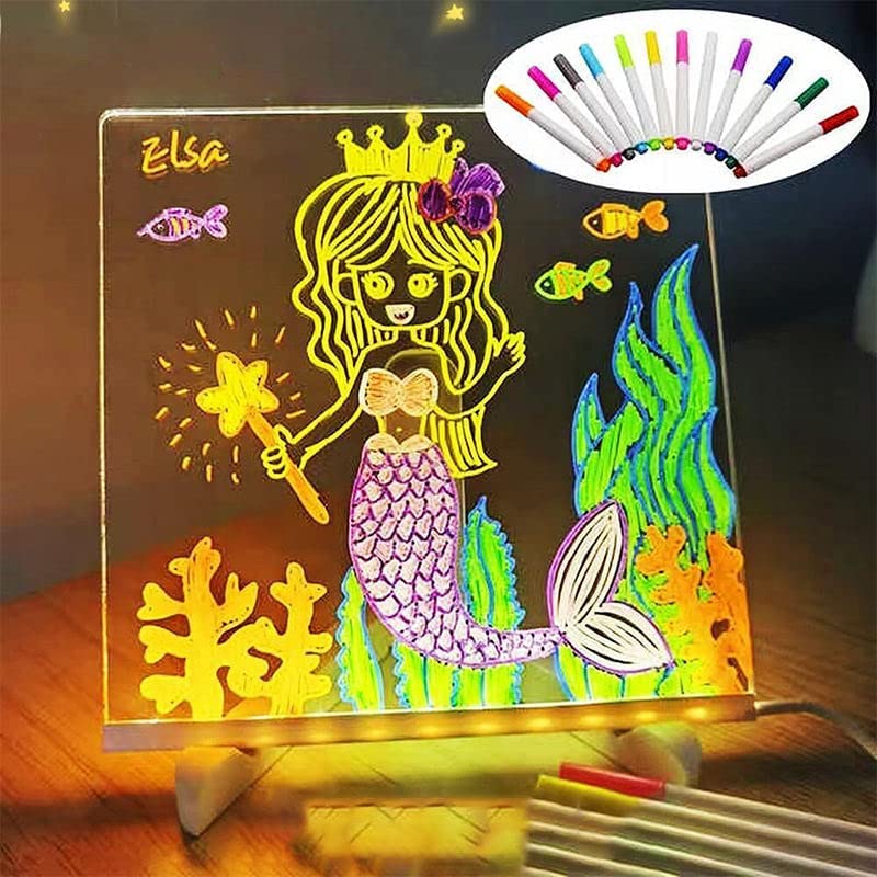 CHIDDHAN Acrylic Rewritable LED Message Board with Pen – Writing Pad Table Lamp for Study, Office, Home Decor, Gift – Dimmable Light Up Note Board with Stand for Desk or Bedside Use 4