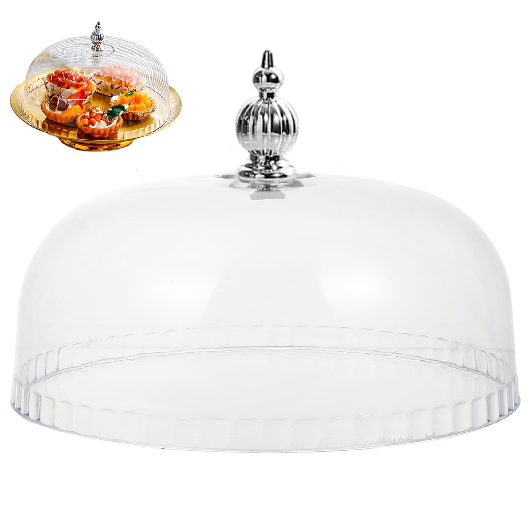 Perodlly Cake Cover, 10 Inch Round Transparent Plastic Cake Dome Cover with Handle for Cheese Dessert Food.