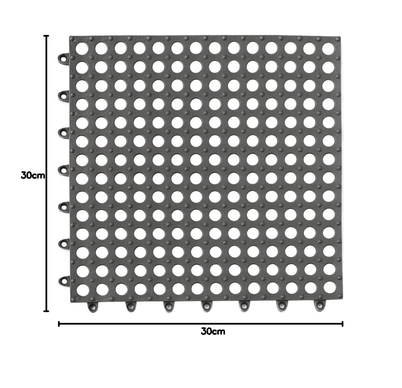 G-LIKE 10 baldosas de PVC para suelo – azulejos conectables baño, ducha, cocina, piscina, zona mascotas suelo, DIY, dentado, antideslizante, con ventosas masaje, drenaje, 30 x cm (gris)