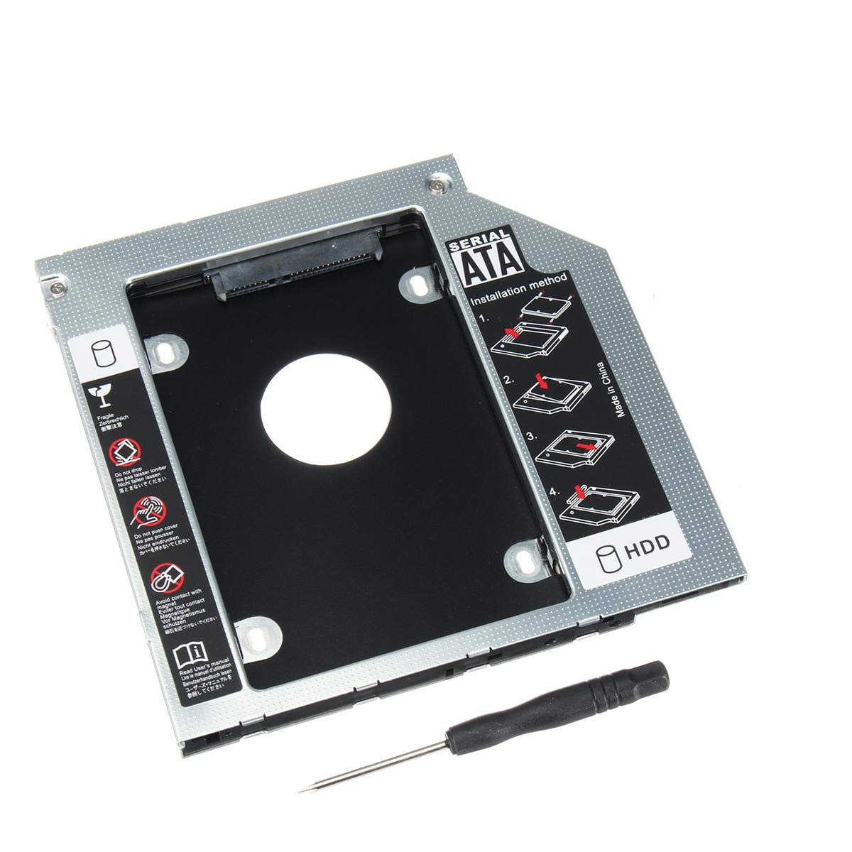 LipiWorld® 12.7 mm HDD Caddy SATA 2nd Optical Bay 2. 5'' Hard Drive HDD Caddy for 12.7 mm Universal CD/DVD-ROM to Expand Data Storage on All Laptops