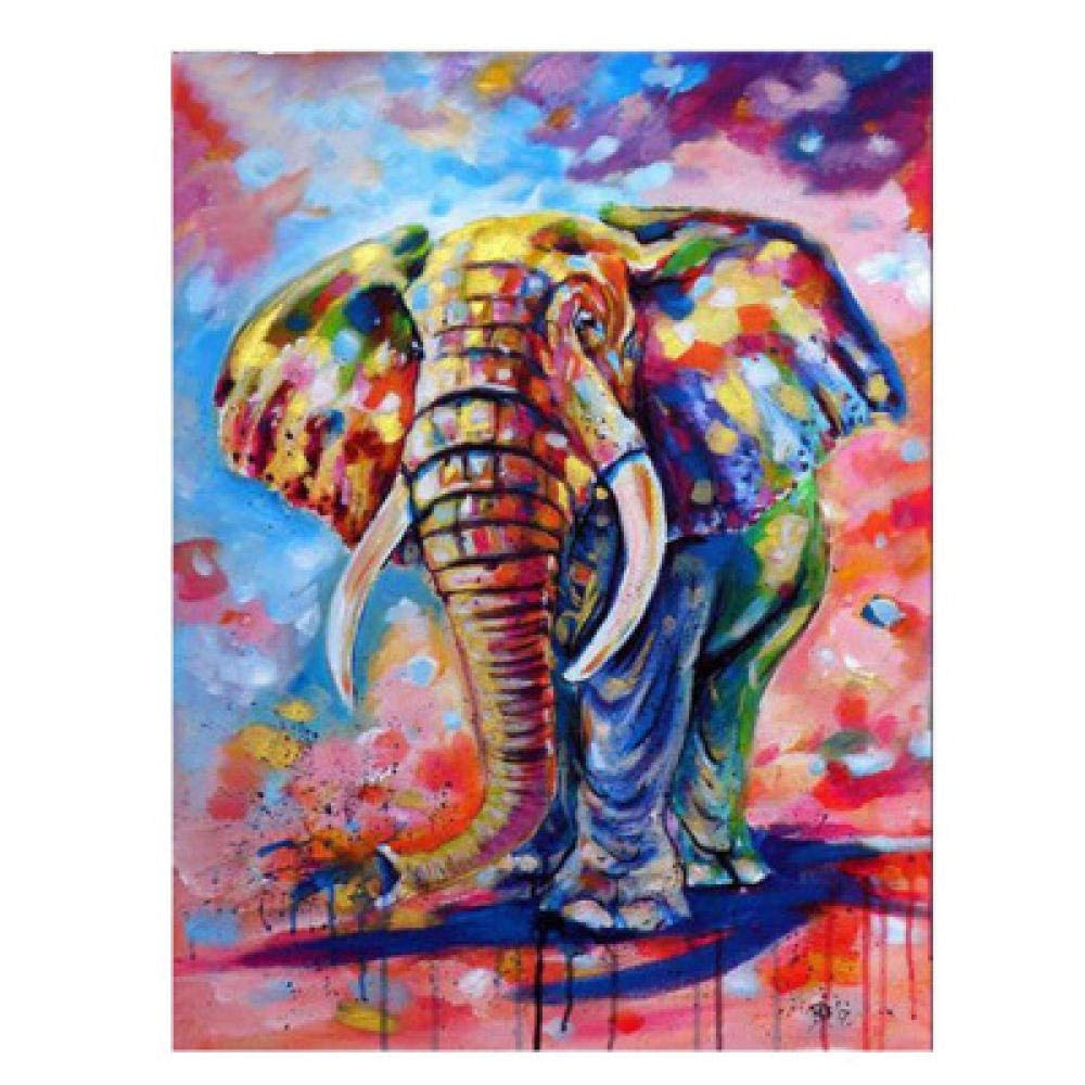 Peinture diamant 5D éléphant coloré pour décoration salon moderne