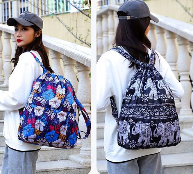 Vintage Print Backpack Sports Gym Bag for Women Multi Pockets Drawstring Bags Dry-Wet Separation Travel Sports Bac3