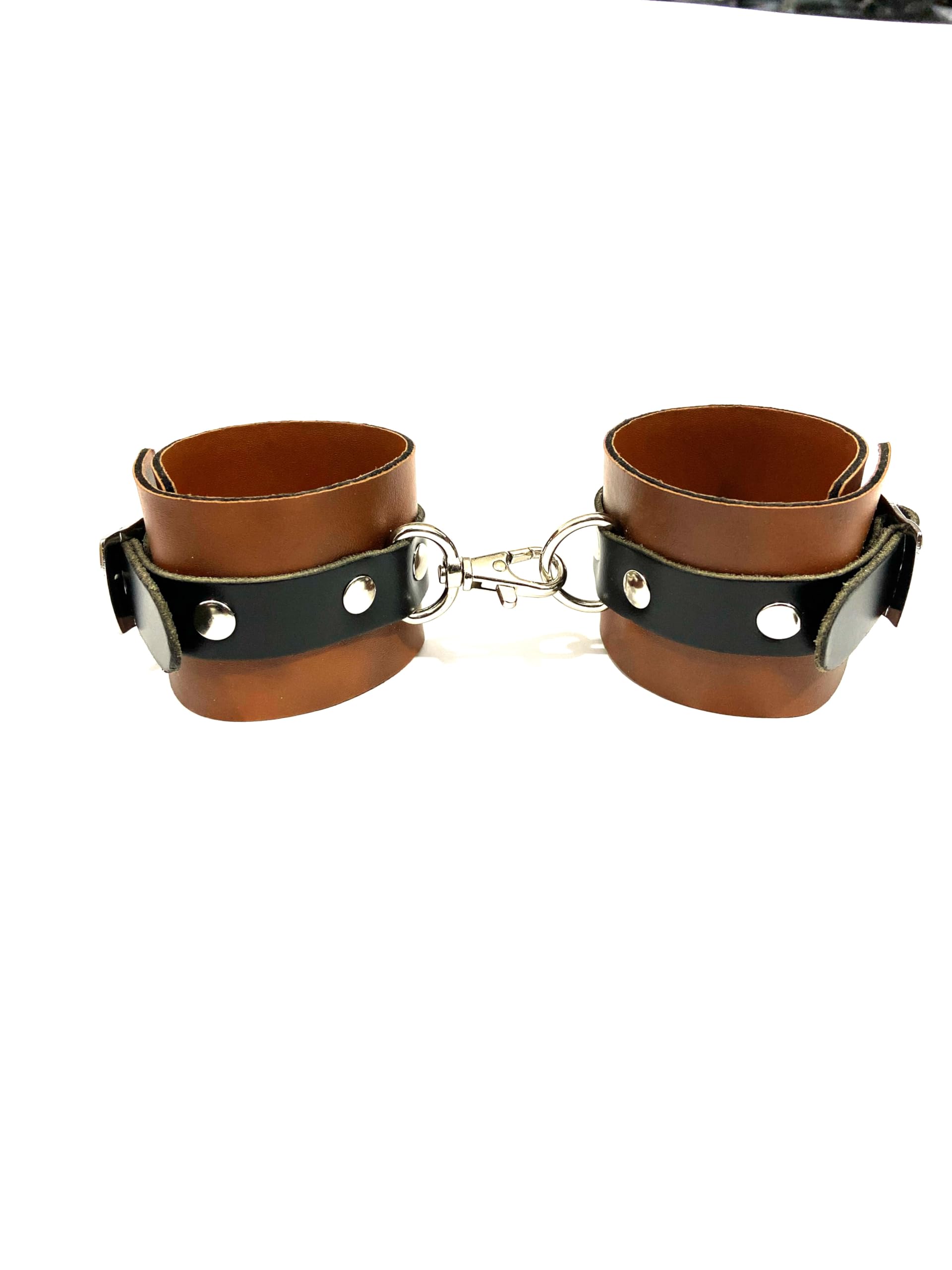 Synthetic Leather Strong Handcuffs Tan Colour