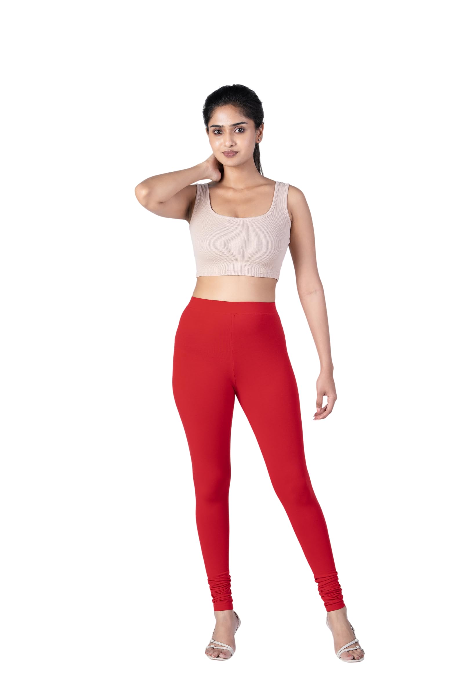 Slimflow Candy Red Churidar Leggings | Premium Super Combed Cotton Stretch Fabric | Comfortable Traditional Ethnic Wear for Women-picture-56