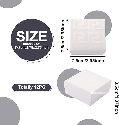 Miniatura 6 de 12 cajas de cartón cuadradas para joyas, cajas de accesorios de tarjetas de papel blanco, caja de regalo con esponja en el interior para collar,
