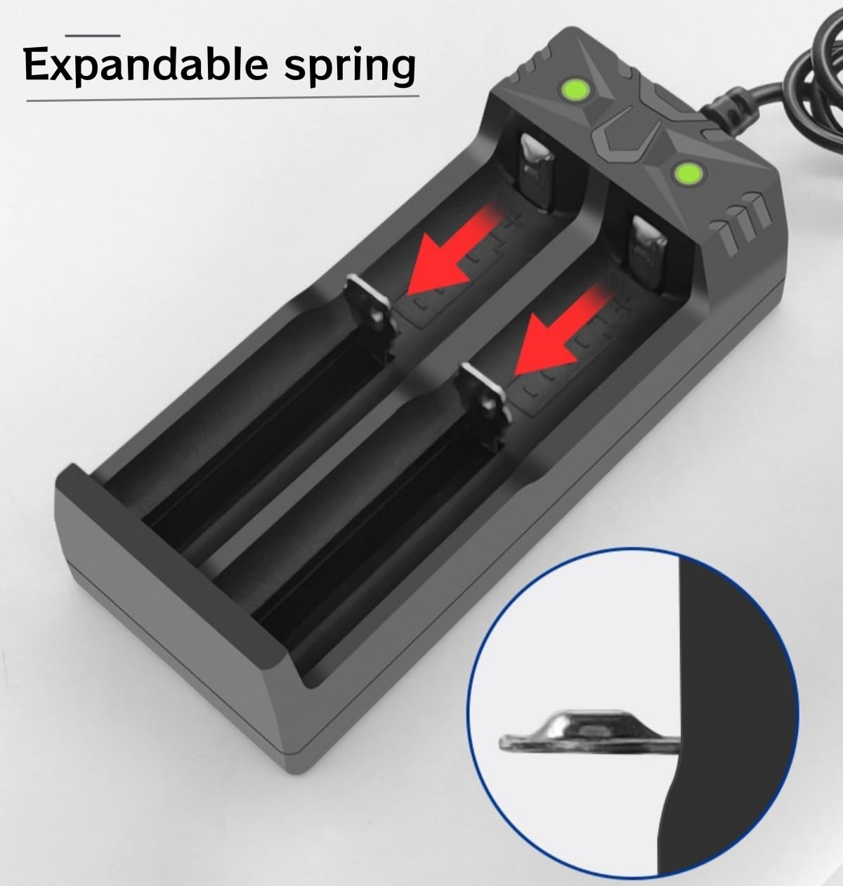 18650 Battery Charger, Dual Universal USB Fast Charger for 3.7V-4.2V Li-ion Batteries with LED Indicator - Compatible with 18650/18500/18490/16340/14500 — view 2