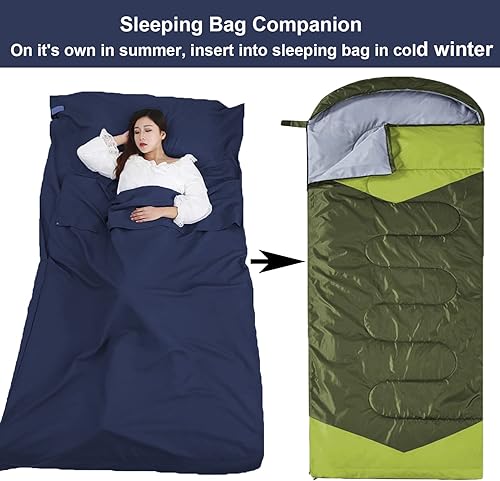 Miniatura 8 de Saco de dormir portátil para viajes, camping, sábanas ligeras y compactas para adultos, cómodos forros para viajes, hotel, camping, picnic,