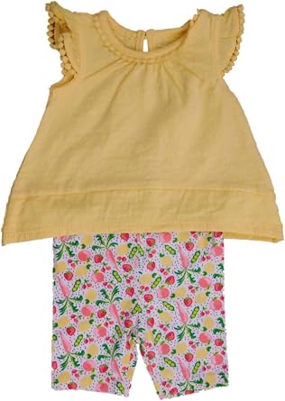 Infant & Toddler Girls Yellow Shirt & Veggie Print Shorts Set Baby Outfit 5T