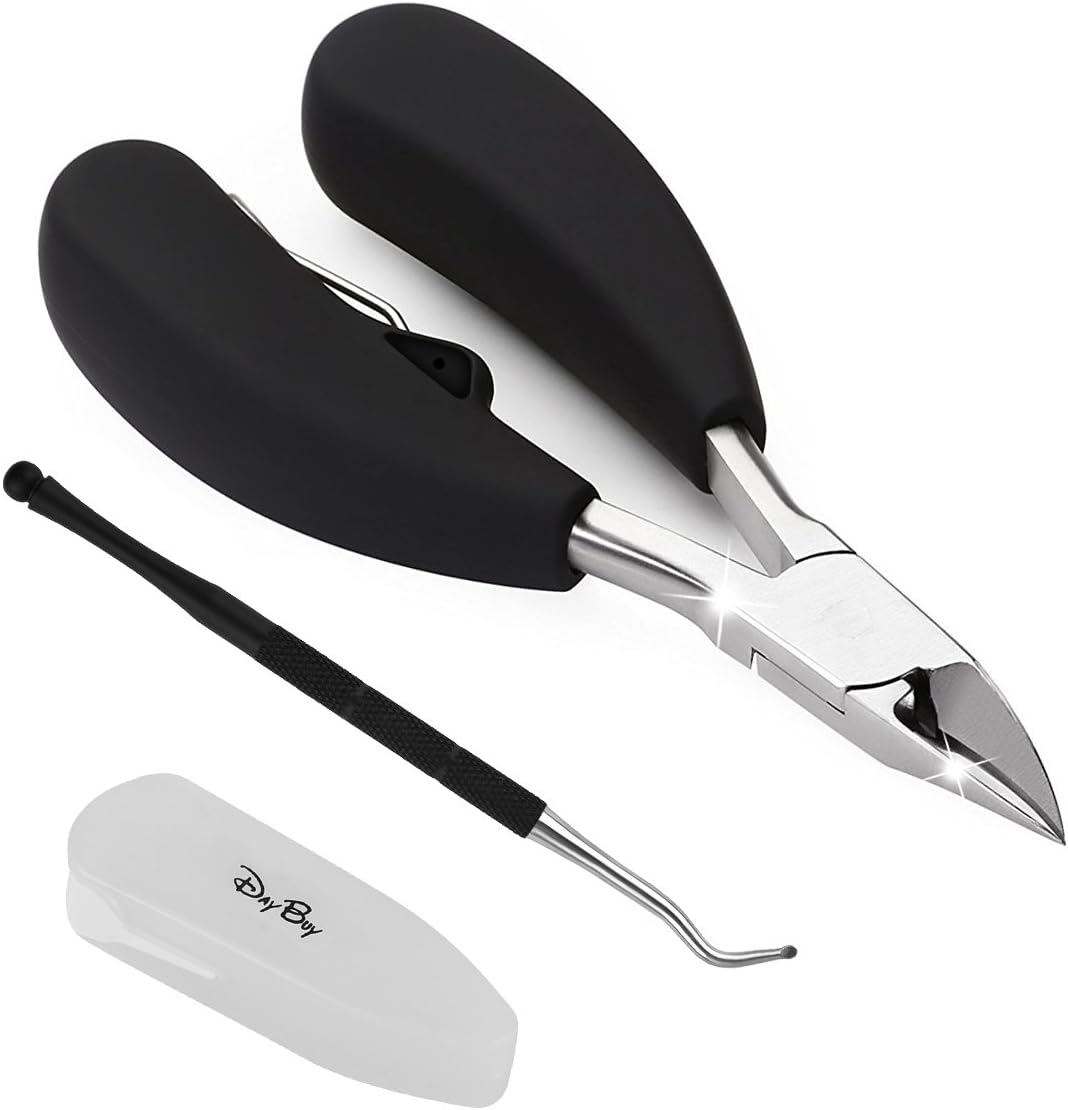 Cuticle Nippers Professional Toenail Clippers Nail Set Trimmer Stainless Steel For Ingrown Nail Thick Nail Feet Beauty Tools with Soft Grip Rubber Handle Pediatric Care (Fingernail &Toenail)