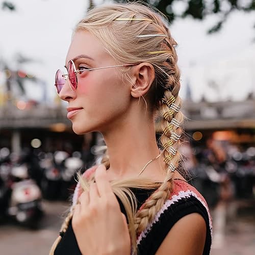 Miniatura 6 de 4 piezas de cordones elásticos de 16.4 ft, trenzas de rastas, accesorios para el cabello, cinta elástica de oropel metálico, hilo de joyería para