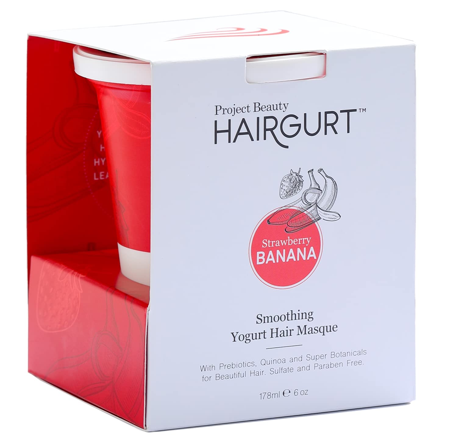 Strawberry Banana Smoothing Hair Mask for Color-Treated and Extremely Dry Damaged Hair – Professional Deep Conditioning Treatment – Intense Hydration – Frizz Control – Sulfate-Free – 6 oz