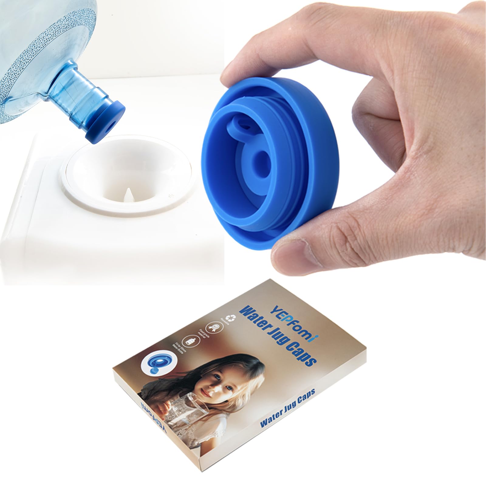 Photo 1 of (2 PACK) YEPfomi Reusable 5 Gallon Water Jug Caps, Food Grade Silicone Material 2/3/5 Gallon Water Bottle Caps Jug Lid for Water Dispenser Water Pump (2)