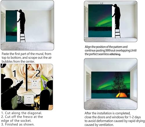 Miniatura 4 de Papel tapiz de Aurora Borealis para despegar y pegar, papel decorativo para gabinete, fácil de instalar (W) 40 pulgadas X (H) 31.5 pulgadas