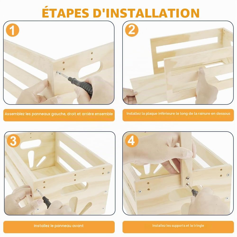 Panier Cadeau en Bois pour Bébé, Caisse de Rangement avec 5 Cintres, Poignée, Boîte en Bois pour Fête Prénatale