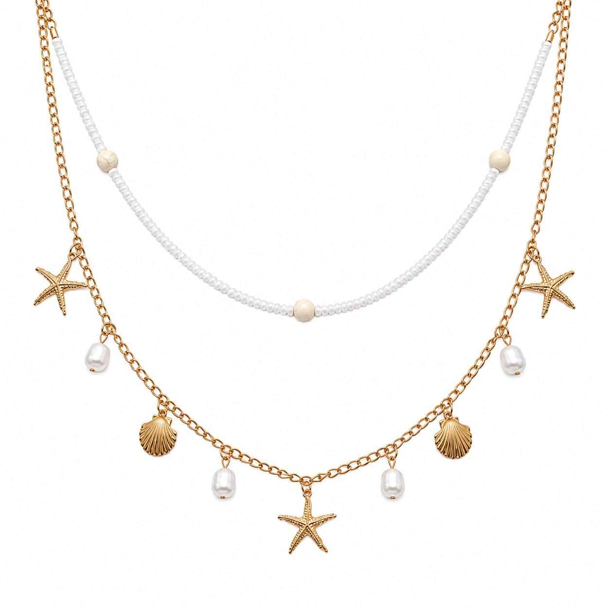Gold Chain Belt for Women, 14K Gold Plated Layered Pearl Shell Belly Chain, Adjustable Gold Waist Chain and Beach Waist Chain Body Jewelry for Bikini Summer Outfits