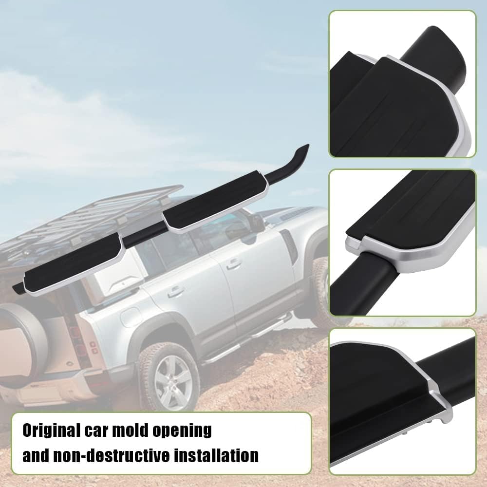 Pedane fisse adatte per Land Rover Defender 110 130 4 porte L851 2020-2025 pedane laterali tutte le barre nerf in alluminio nero lucido, nero lucido con staffe