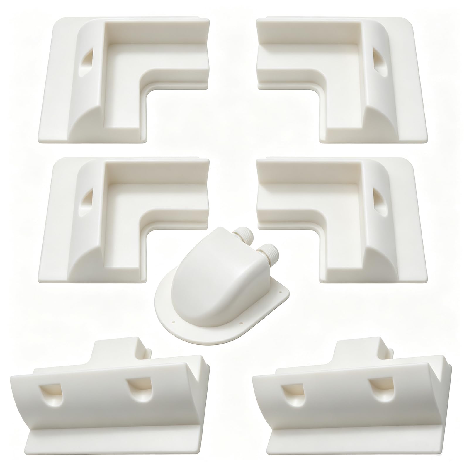 Set di staffe di montaggio per pannello solare, in ABS, senza trapano, con scatola di giunzione, per camper, marine, tetto piatto, campeggio, furgone, roulotte, 7 pezzi, colore: bianco