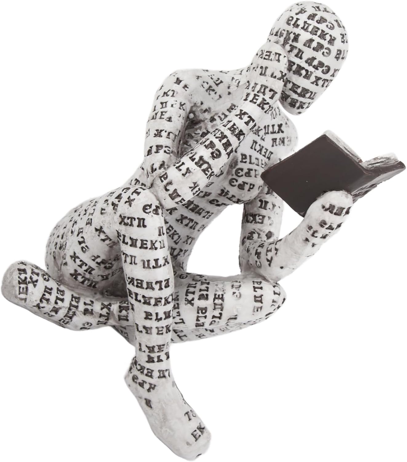 Pwshymi Reading Woman Figurine Shelf Decor, Reading Figurine Paper Pulp Woman Reading Bookend Home Decoration Gifting Hand Painted Sculpture Gold Reading Woman Statue (A)