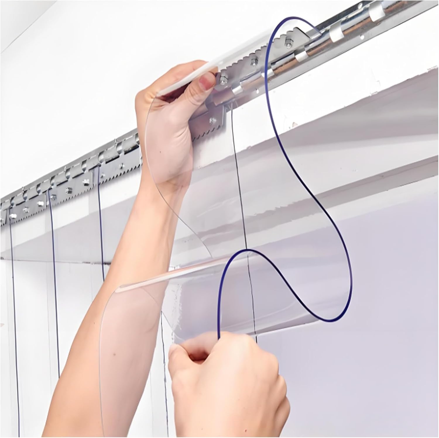 Heavy-Duty Freezer Curtain, Clear PVC Strip Door for Refrigeration, Waterproof & Wind-Blocking, 120x230cm (47.24x90.55in) - Ideal for Balconies & Commercial Use