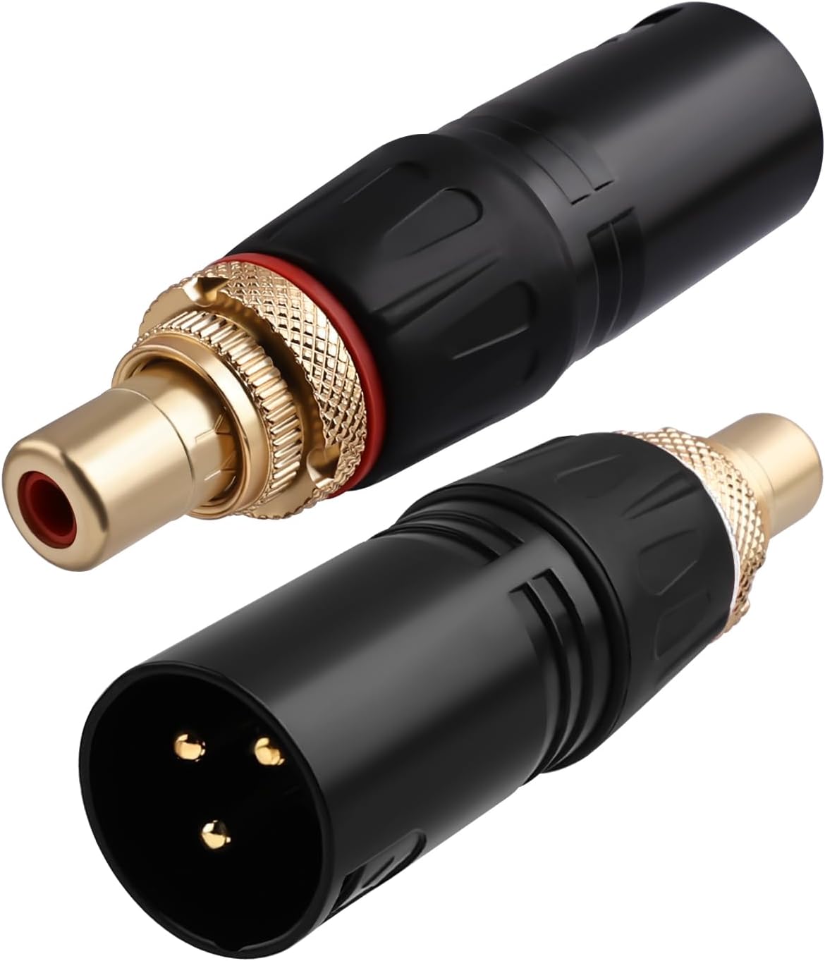 24K Gold Plated XLR to RCA Adapter (4-Count) - XLR Male to RCA Female Hi-Fi Audio Converter, Zinc Alloy Shielded for Audiophiles, Home Studio & Pro Audio Setup