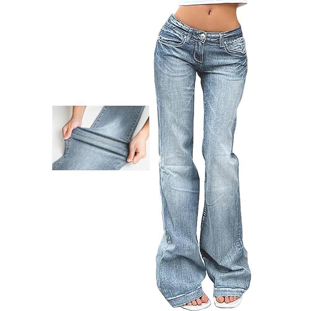 Jeans holgados para mujer, cintura media a baja, estilo novio, ropa urbana, pantalones de mezclilla con corte de bota para mujer