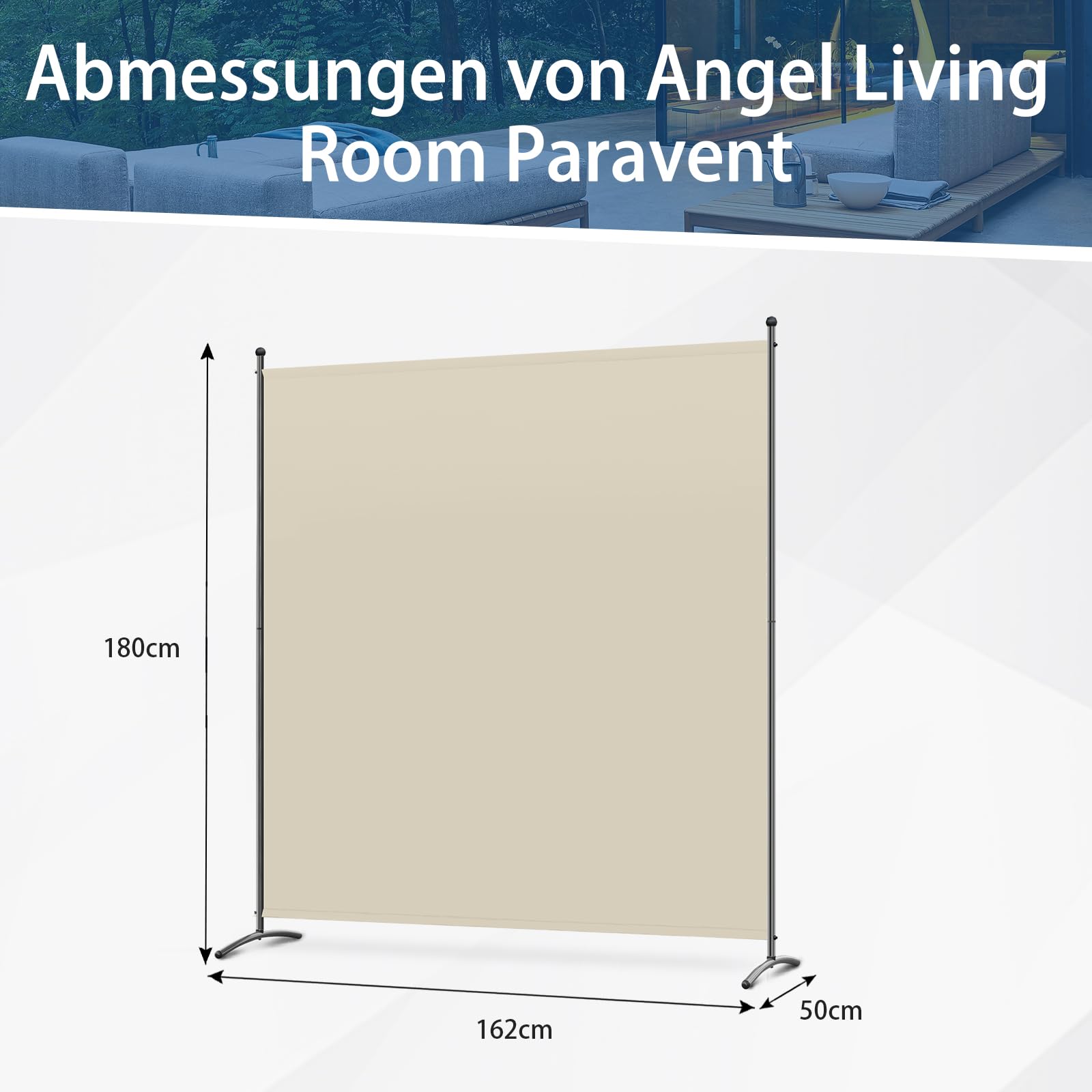 Angel Living Paravent 1 Teilig,Trennwand Raumteiler Paravent Raumteiler Innen Sichtschutz Wandschirm für Büros Balkon Schlafzimmer Außengarten (Beige, 162x180cm)