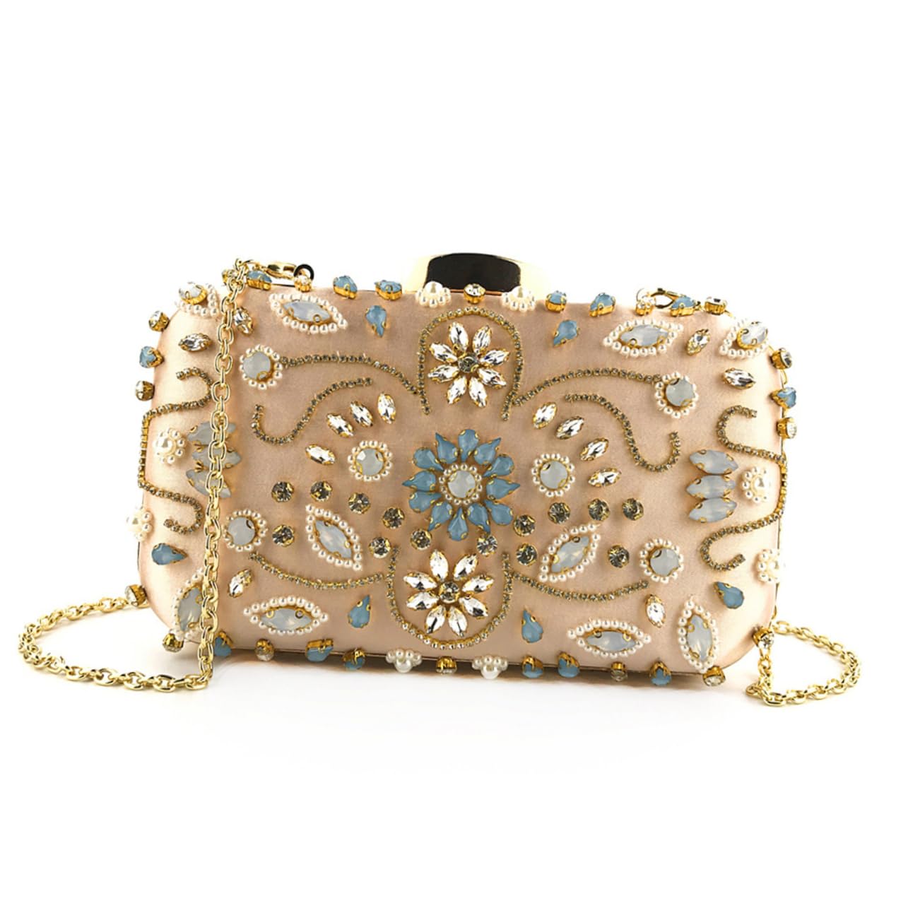 GALPADA Bolso de Noche Floral Cristales para Mujer y Cadena Elegante