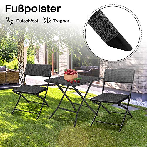 UISEBRT Gartentisch Klappbar Beistelltisch Rattan Klapptisch Kunststoff eckig Campingtisch Wetterfest für Garten… – Bild 7