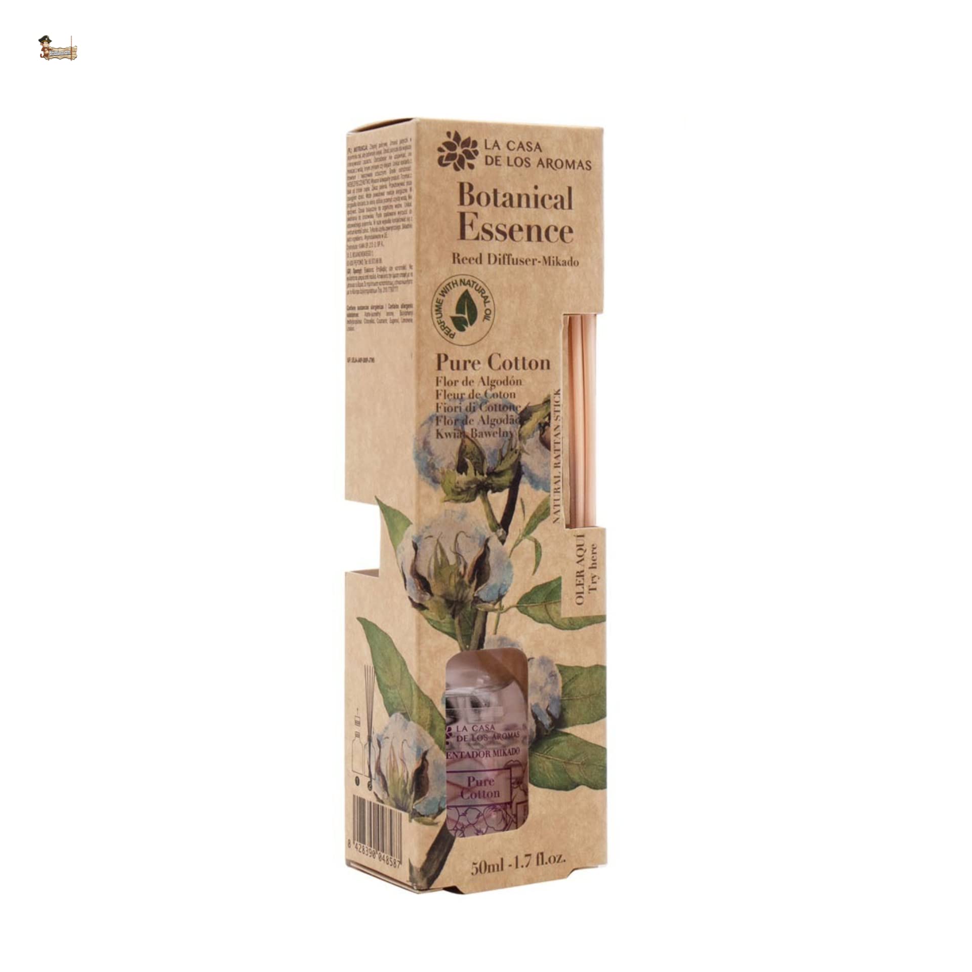 BricoLoco.com. Mikado dyfuzor 50ml czysty zapach bawełny. Bardziej wygodne i bezpieczne niż świece. Odświeżacz powietrza w domu, pokój. Czystość kwiat bawełny (6)