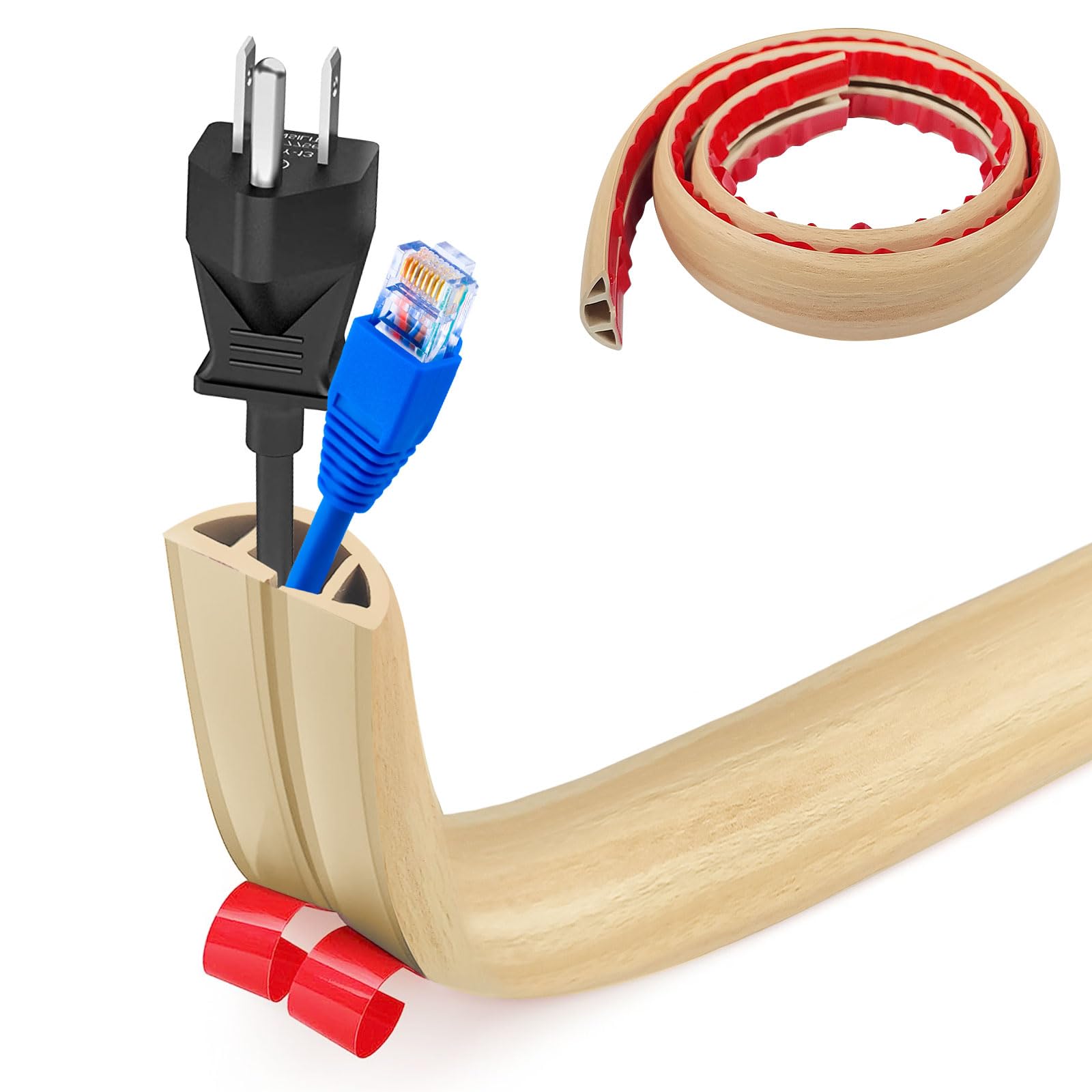 Pasacables Suelo, Canaleta Cables Suelo, 3.0M x2cm Protector de Cables para Suelo, Cubiertas de Suelo para Cables Autoadhesiva Montaje para Todos los Hogar, Oficina, Escuela,Almacén(Blanco-Redondeado) — view 24