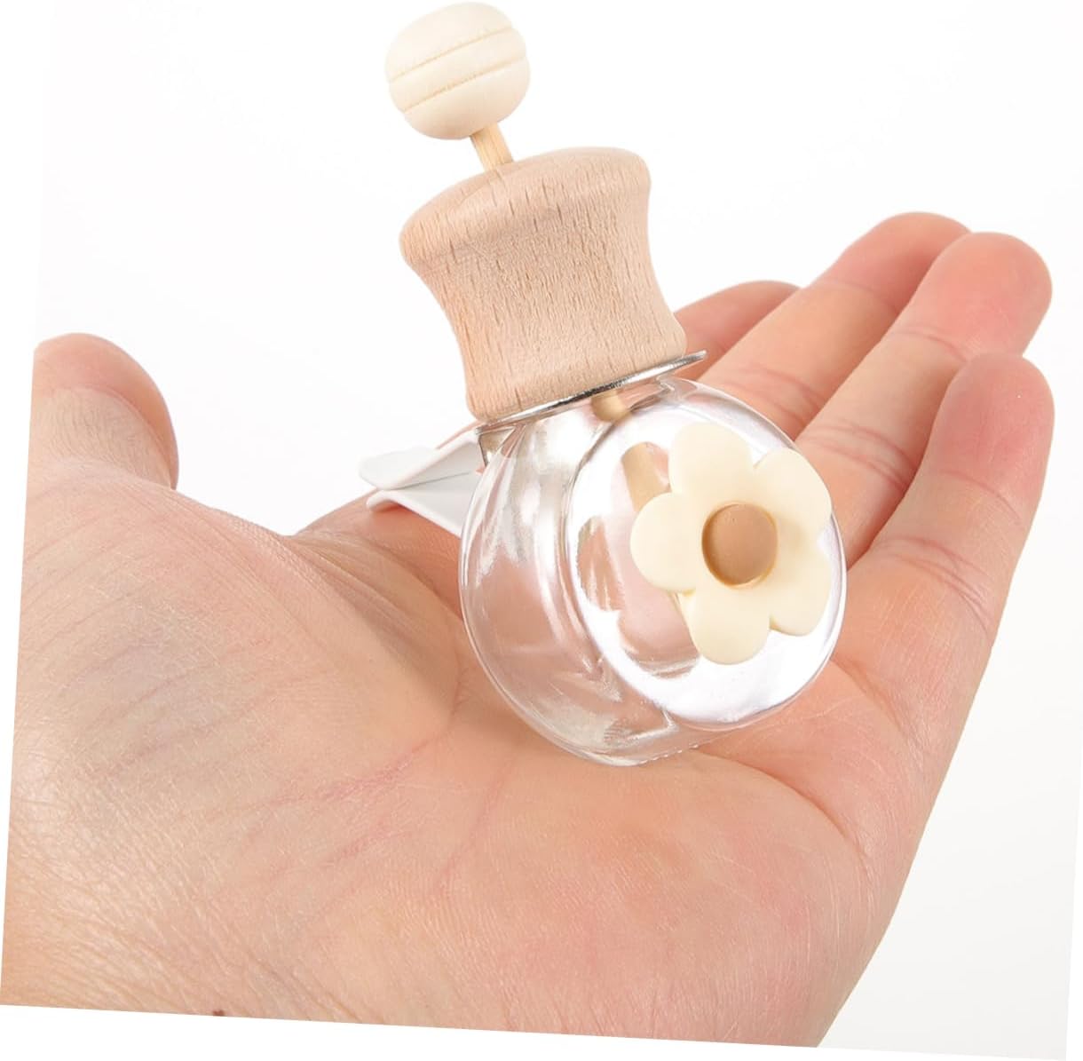 Alipis 2Pcs Car Essential Oil Diffuser Bottle Clear Glass Aromatherapy Ornament with Vent Clip Milk Tea Color Design for Fresh Air and Relief Vehicle