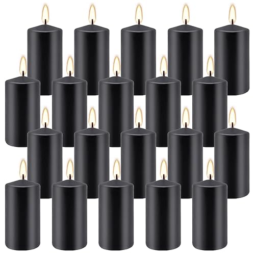 20Pack 2-Inch Wide x 4-Inch Tall Black Pillar Candles –50
