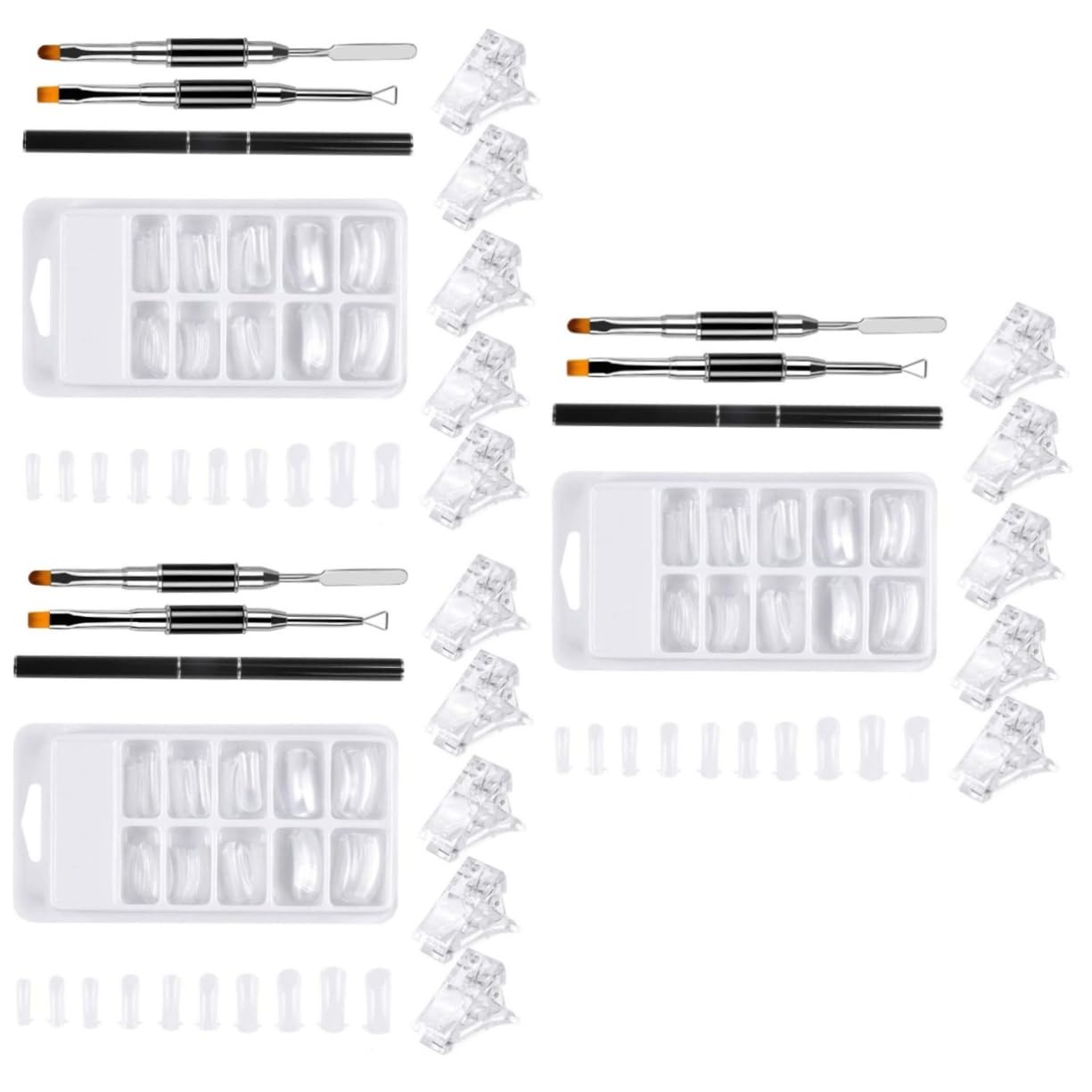 FRCOLOR 3sets Estensione Unghie Kit Con Mold Per Unghie e Unità Di Strumenti Di Bellezza Per Nail Art Uso Professionale e Domestico Facile Applicazione e Decorazione