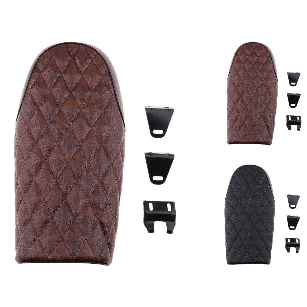 Dolity Cafe Racer Sella Stile Hump Flat Brat In Artificiale Pelle Cuscino Sede Universale Per Moto Honda Yamaha Suzuki Kawasaki - Marrone