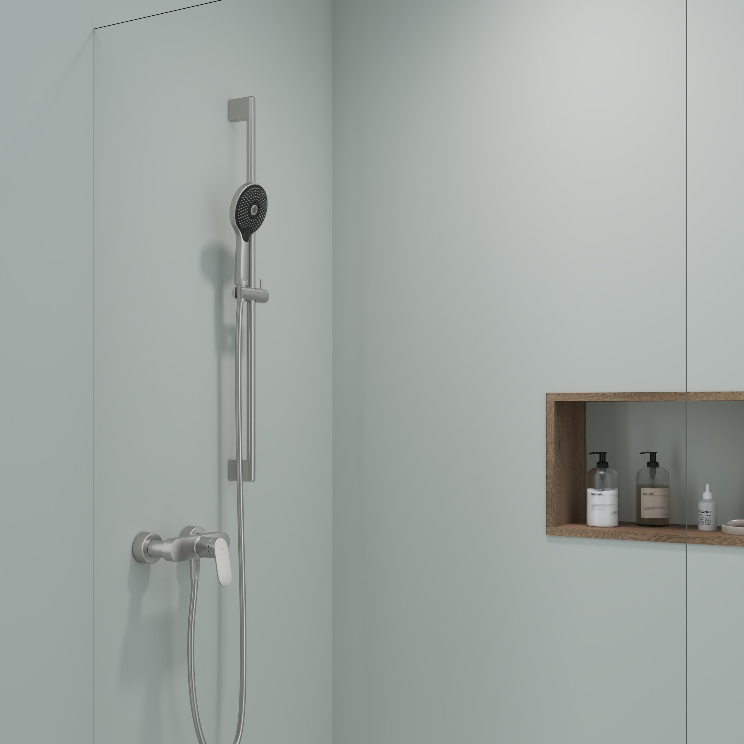 Duravit Wave Duscharmatur Aufputz für 1 Verbraucher, Badewannenarmatur mit Rückflussverhinderer, Einhebel-Brausemischer mit Keramikmischsystem, Edelstahl Gebürstet