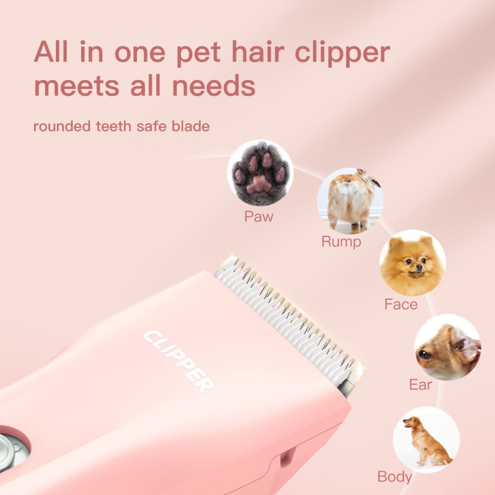 Hunde-Haarschneidemaschine, leise, waschbar, USB, wiederaufladbar, kabellos, für Hunde und Katzen