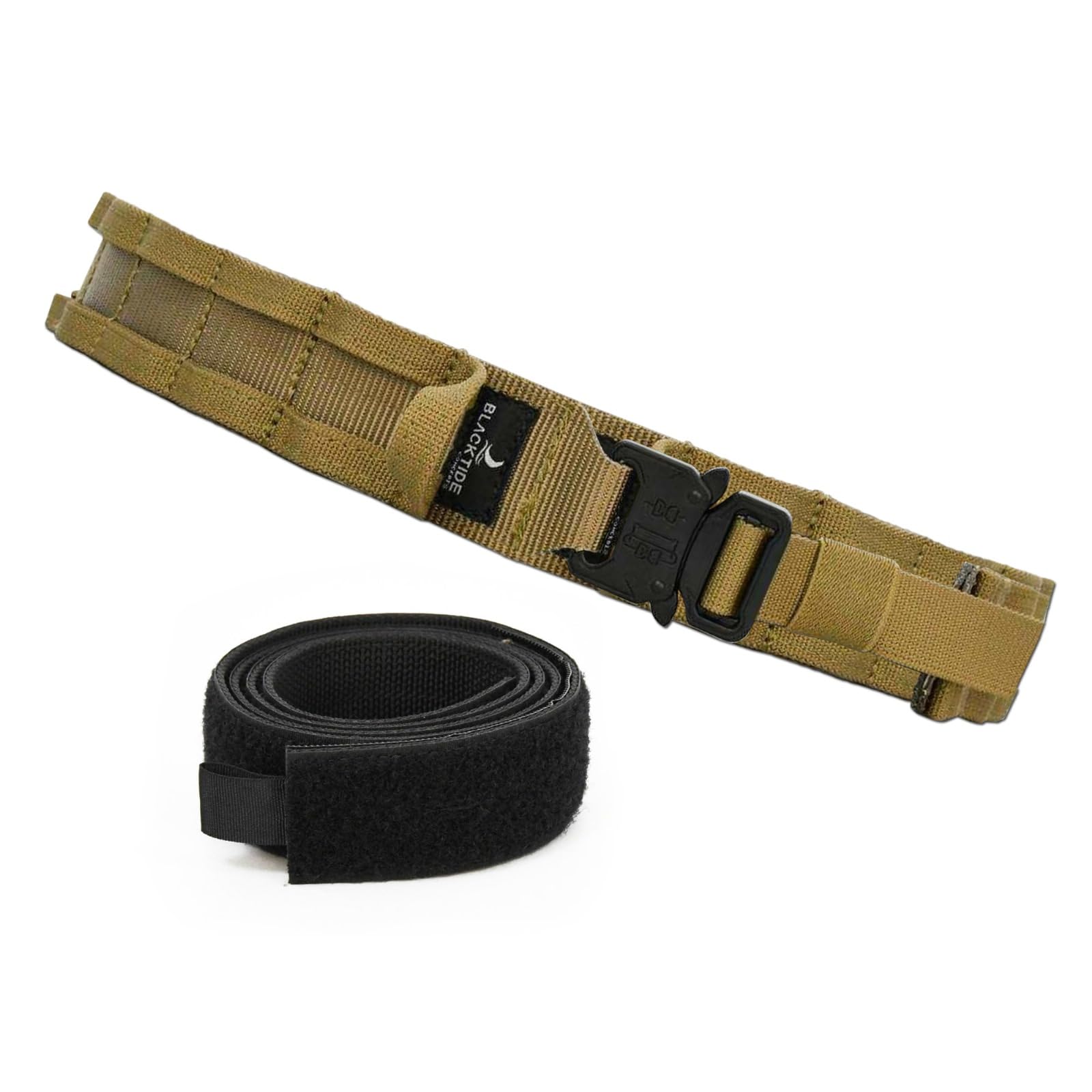 BLACKTIDE CONCEPTS TACTICAL BATTLE BELT | Navy SEAL Designed, Tested & Guaranteed| Tactical & MOLLE Gear| COYOTE TAN-M