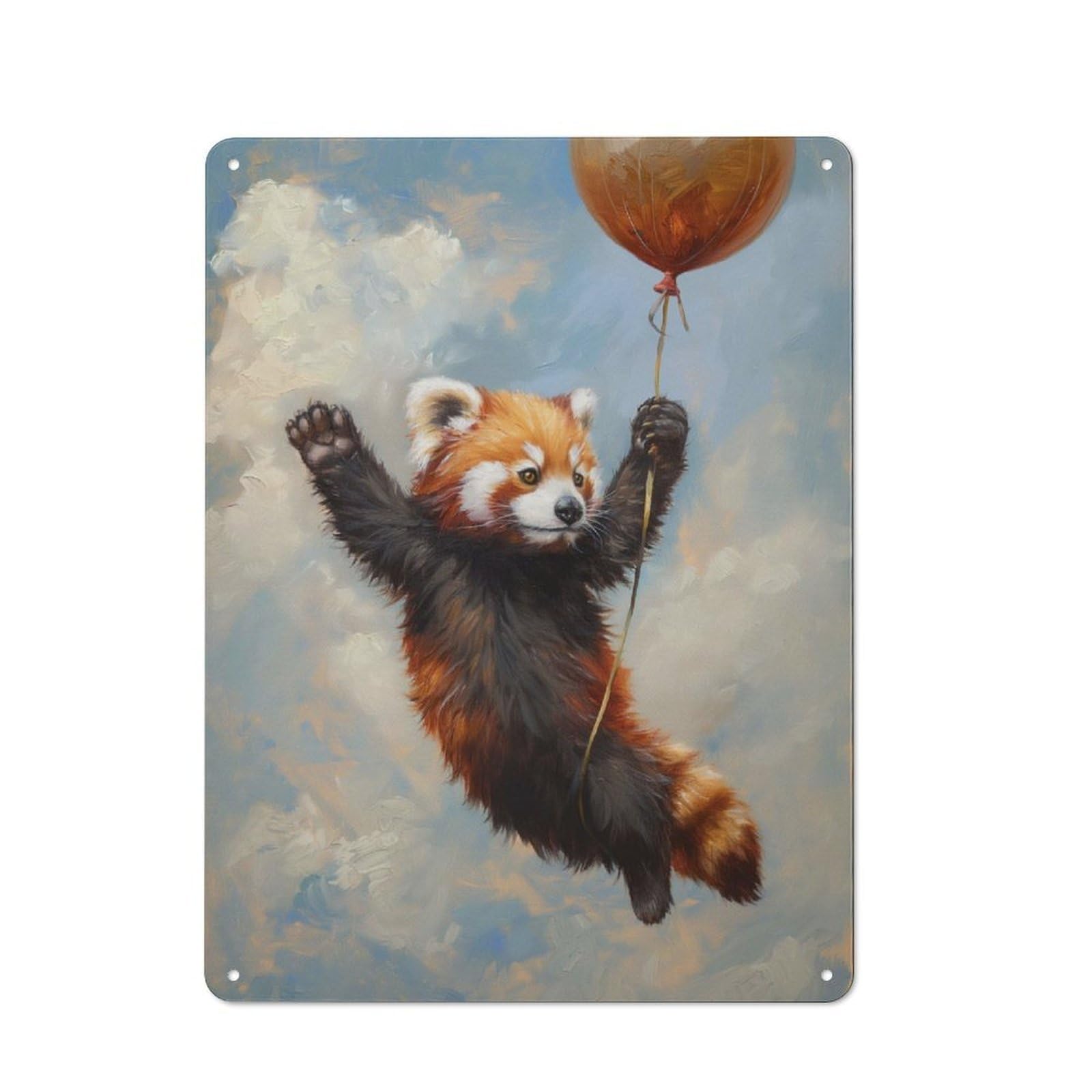 Junmoney Red Panda Balloon Flying Tin Sign 40X30cm With For Bar Or Restaurant, Retro Decor, For Garage, Workshop And Man Cave Decoration