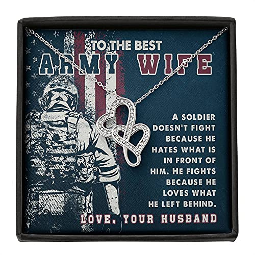 Special for Army Wife-Double Hearts Necklace with Heartfelt Message Card- Romantic Gift for Her, Birthday Gift for Wife, Meaningful Gift for Wife.
