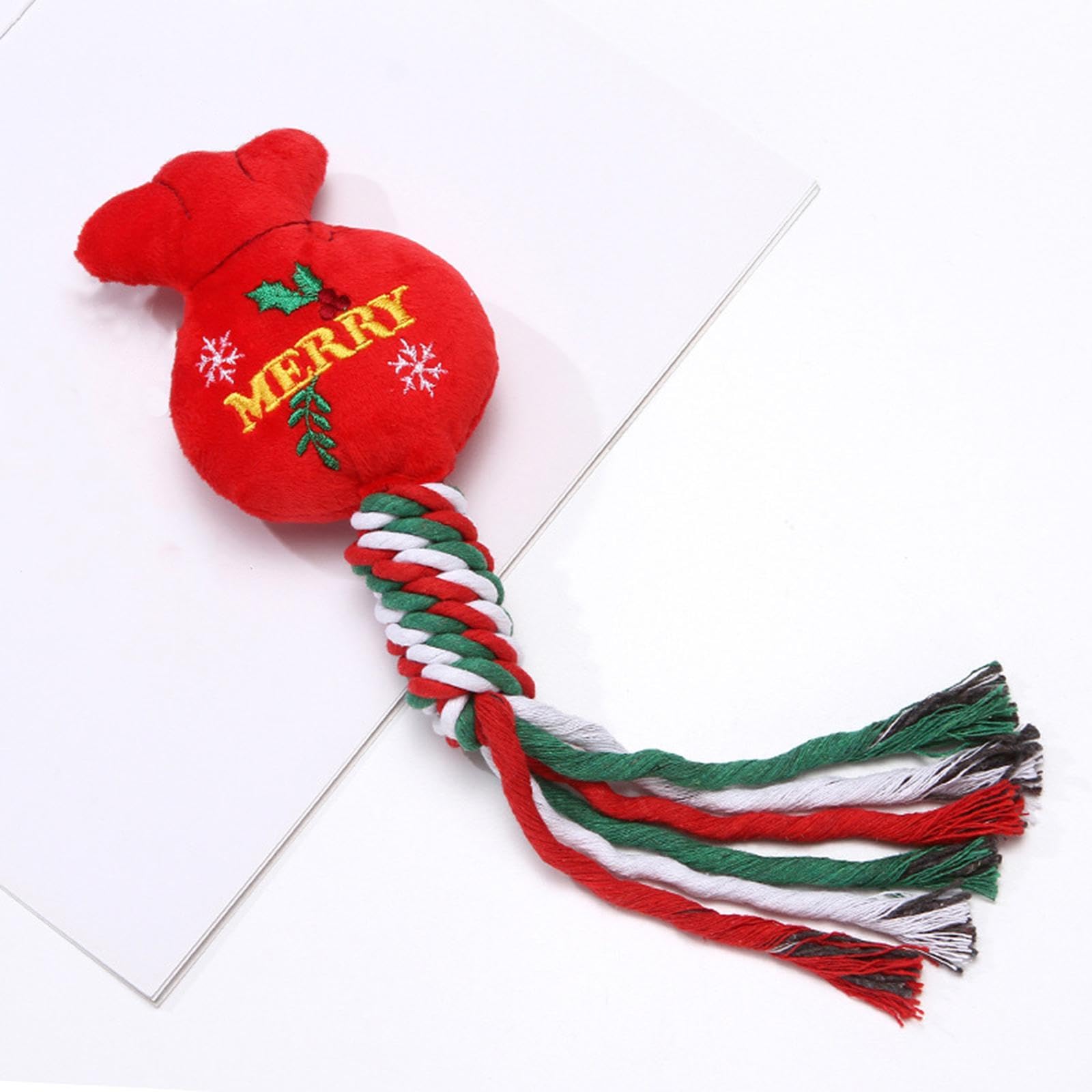 MFMEXUL 2X Festive Dog Rope Toy Holiday Pet Toy Dog Teething Toy for