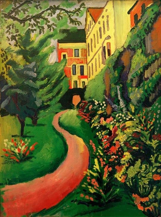 Impression d'art Art Tableau Notre jardin bordures fleuries 60x90cm Macke