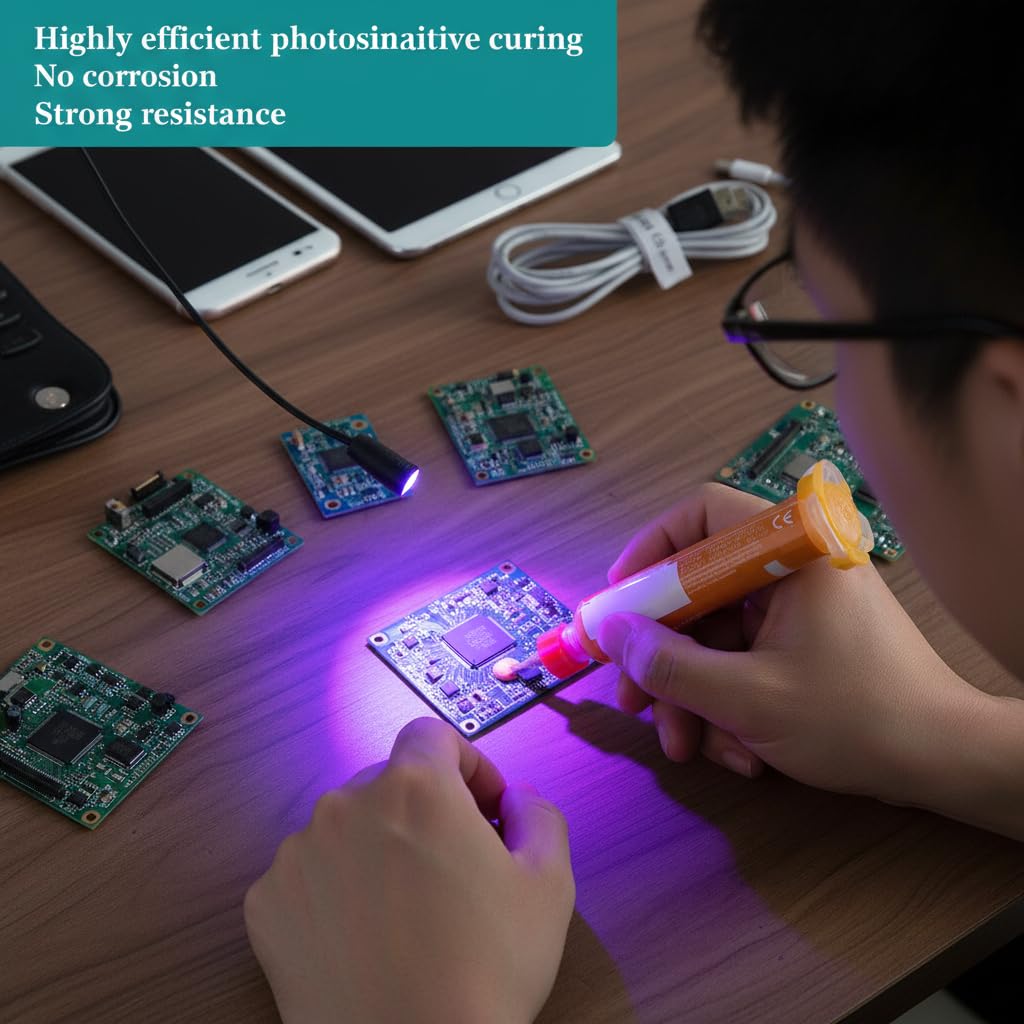 6 szt. Tusz maski lutowniczej, maska lutownicza 10 cm3 tusz do utwardzania światłem UV, fotopolimeryzacja UV Tusz odporny na spawanie, Pcb Bga lutownicza maska tusz do naprawy farb