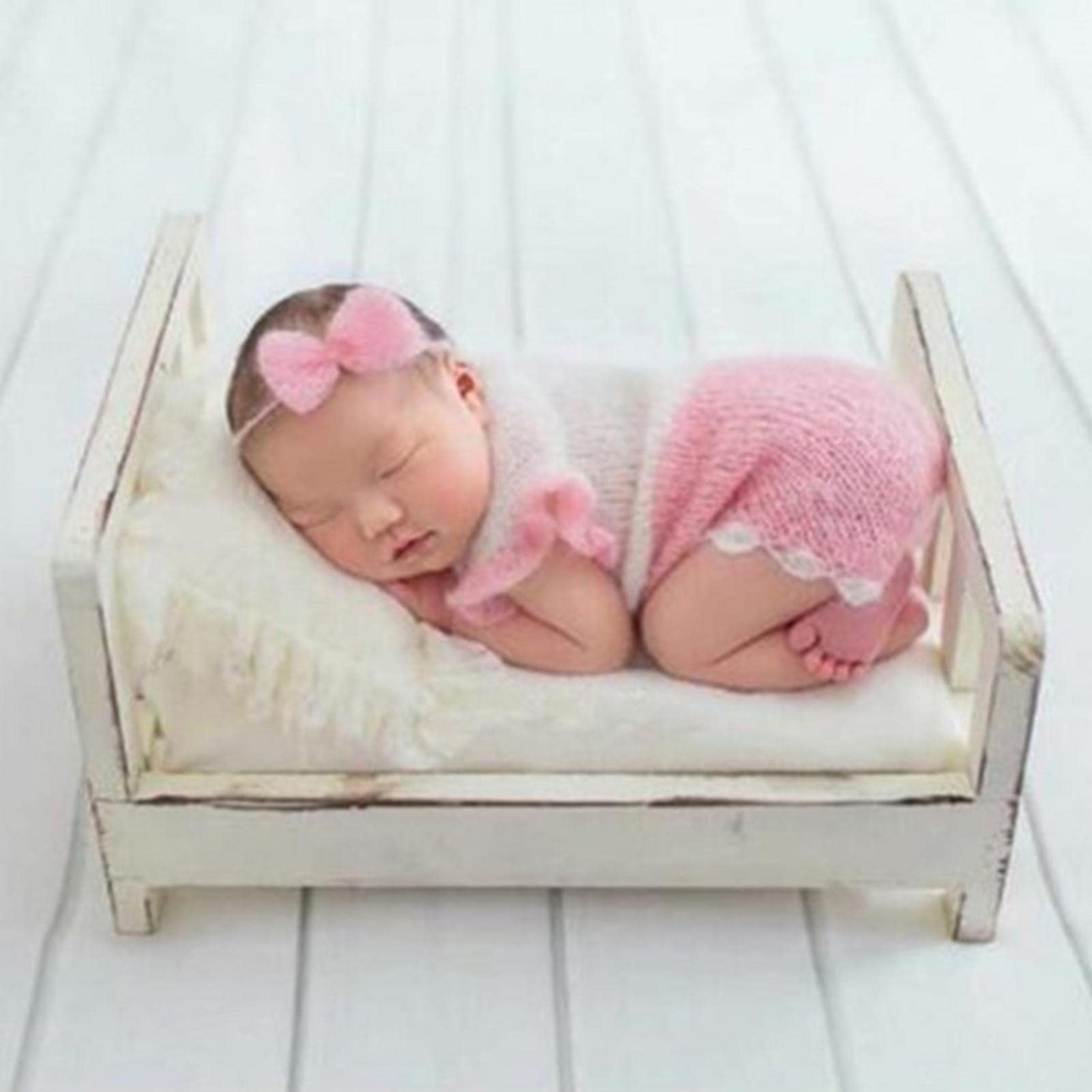 smashing Recién nacido pequeña cama de madera bebé fotografía accesorios cuna cama pequeña fotografía estudio foto cuna
