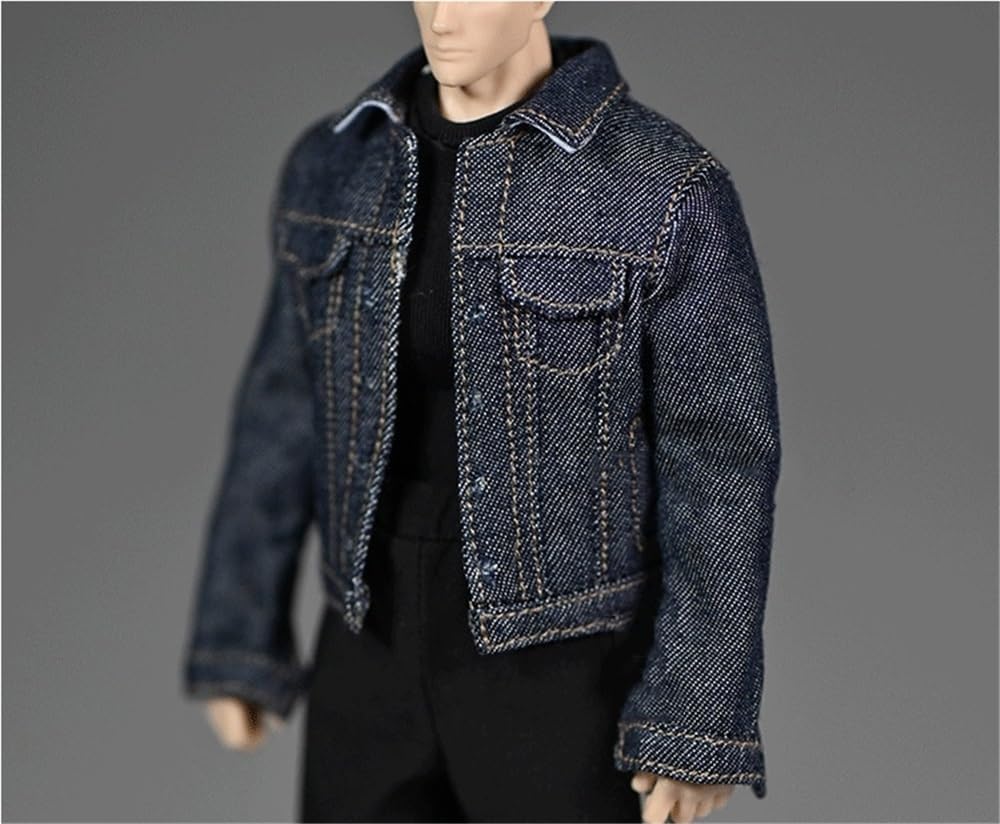 Veste en denim 1/12 pour figurine homme vêtement de soldat miniature AMITD