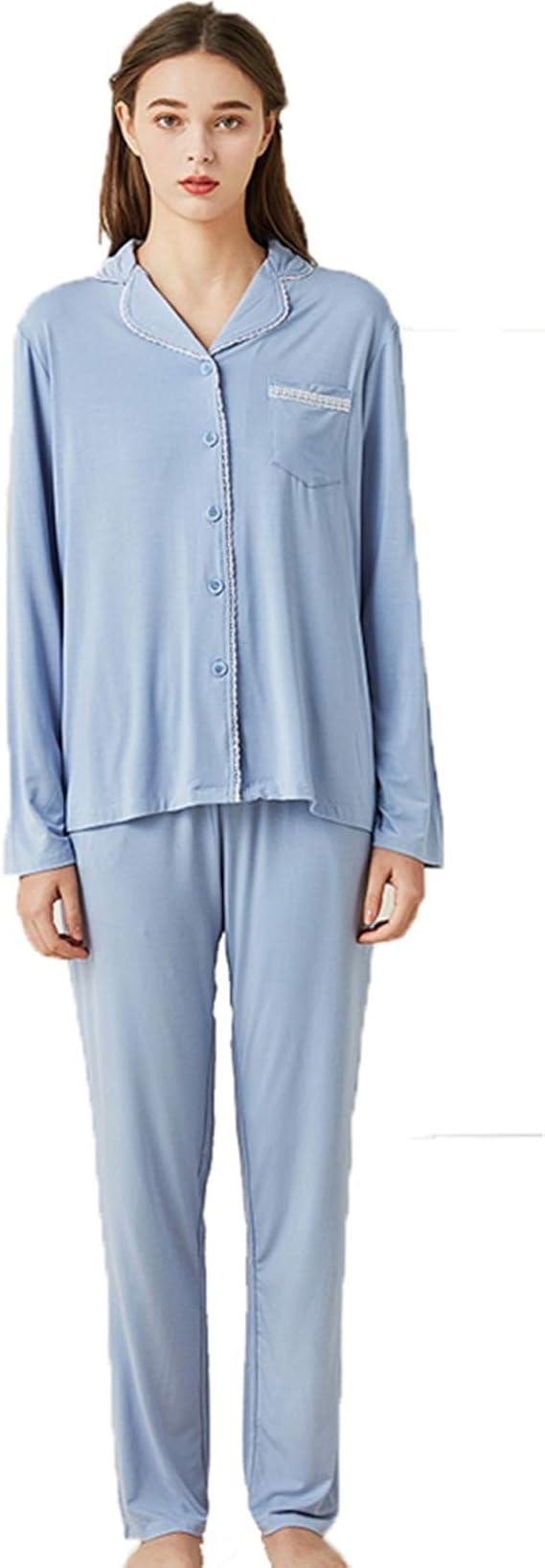 Amazon ルームウェアセット 春夏秋 パジャマ レディース 長袖 長ズボン 上下セット 気持ち良い 部屋着 寝巻き 薄手 通気 吸湿 伸縮性 お風呂上り 便利服 トラベル お泊り 2点セット ワイド 大きいサイズ 寝やすい おしゃれ 赤 青 無地 パジャマ ルームウェアセット 通販